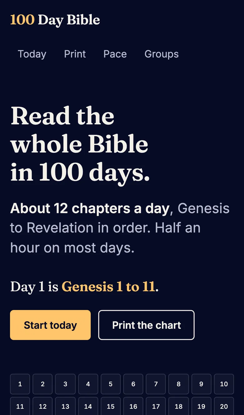 100 Day Bible on a phone
