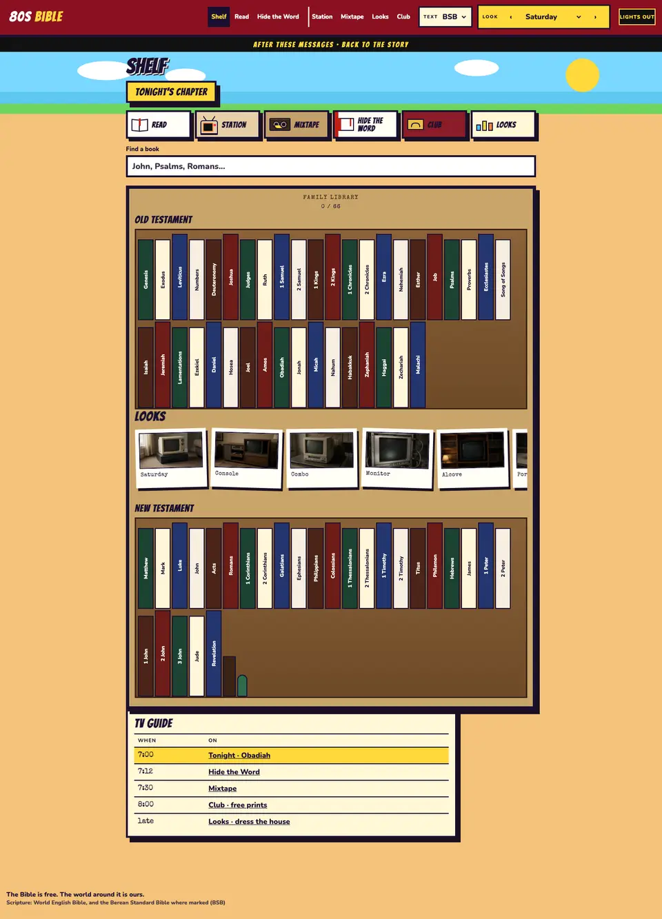 The full 80s Bible home page, top to bottom