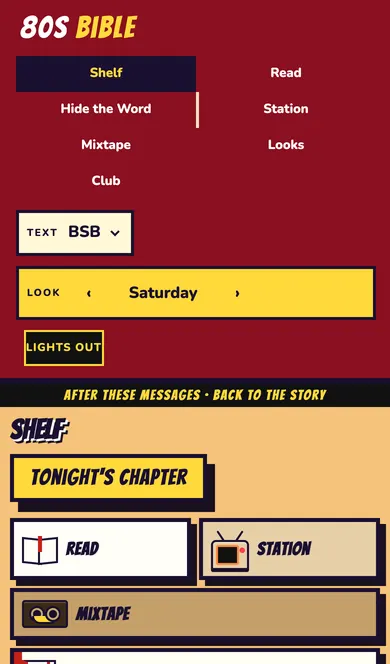 80s Bible on a phone