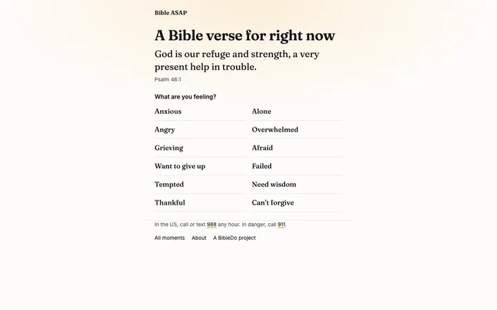 Bible ASAP home page on a desktop screen