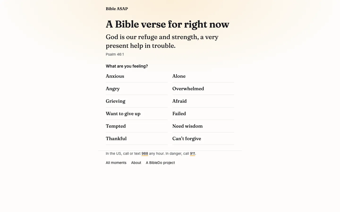 Bible ASAP home page on a desktop screen