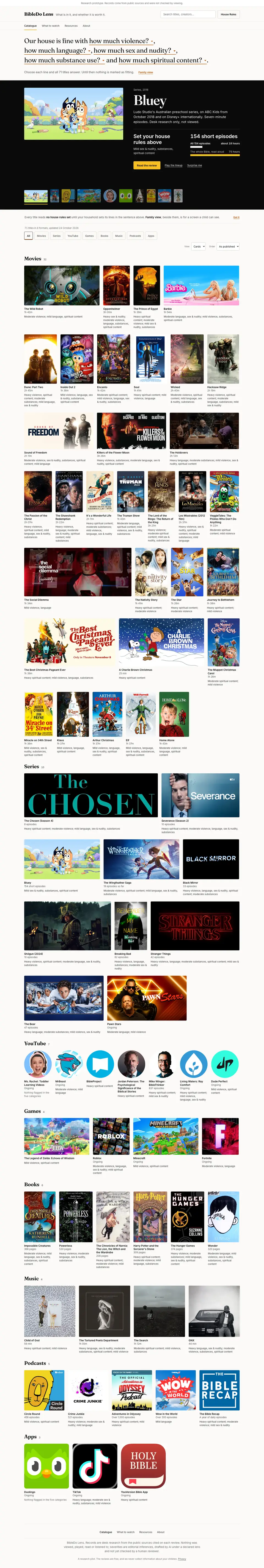 The full BibleDo Lens home page, top to bottom
