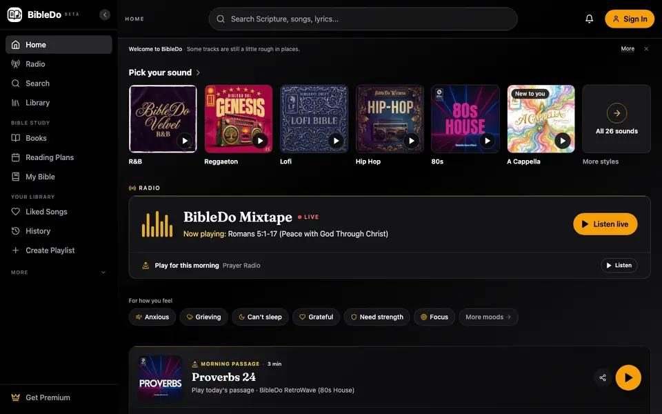 The full BibleDo home page, top to bottom