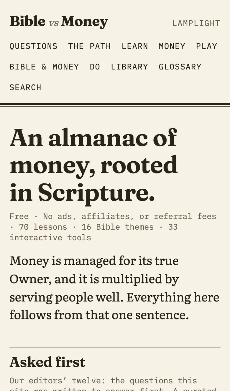 Bible vs Money on a phone