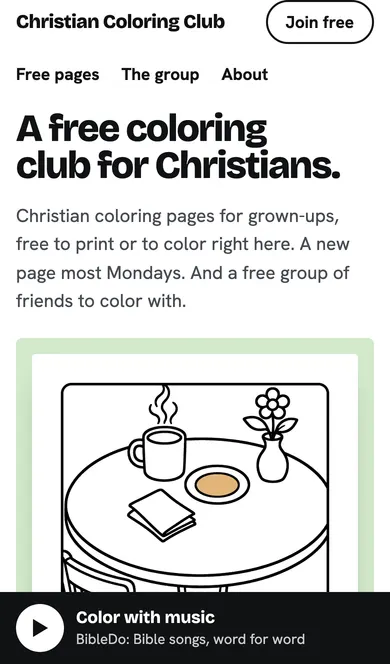 Christian Coloring Club on a phone