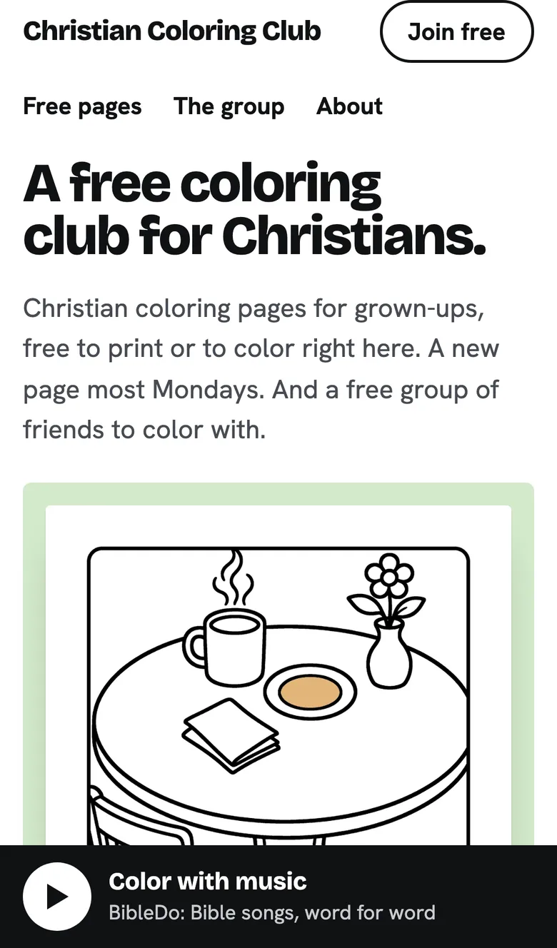 Christian Coloring Club on a phone