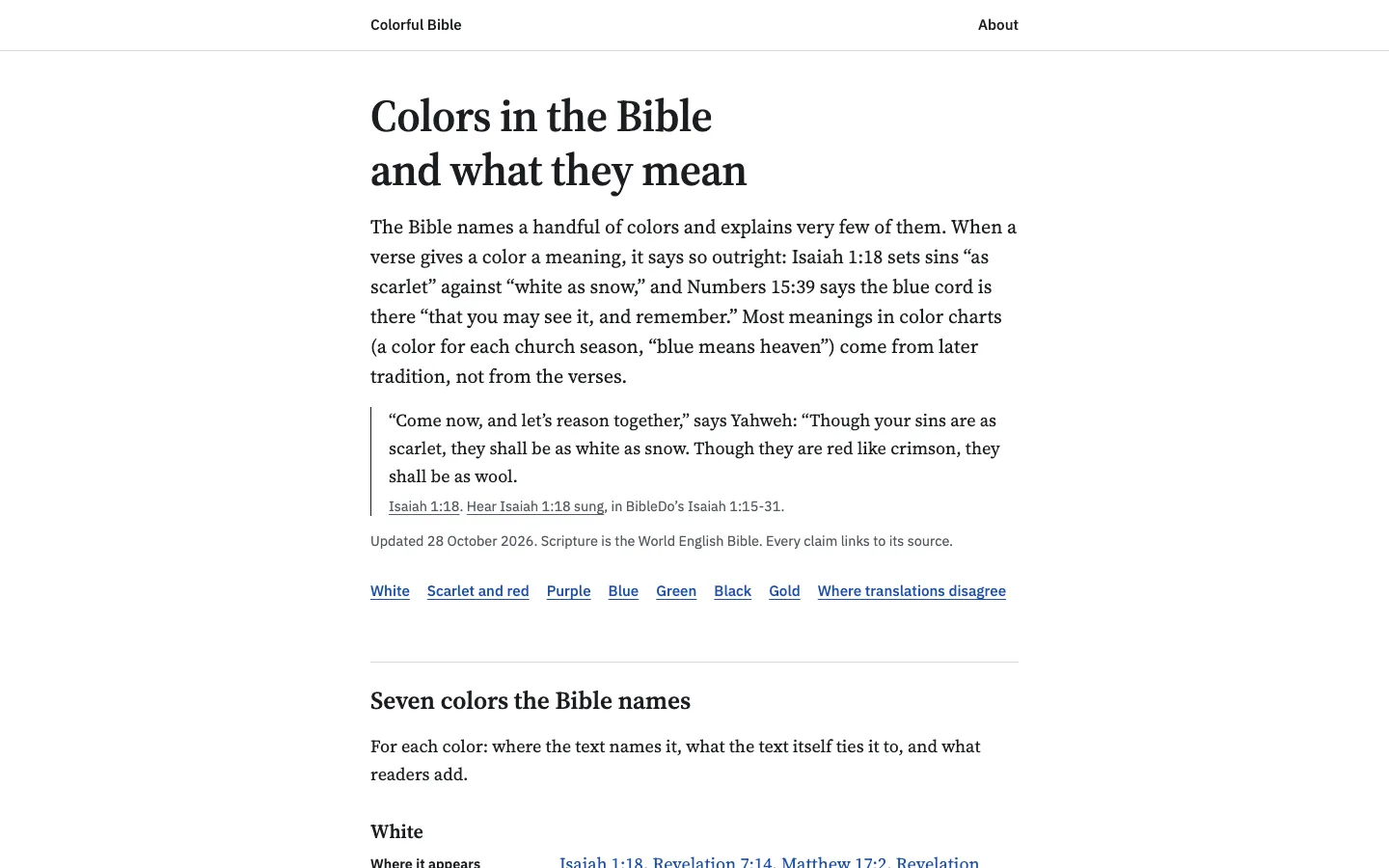 Colorful Bible home page on a desktop screen