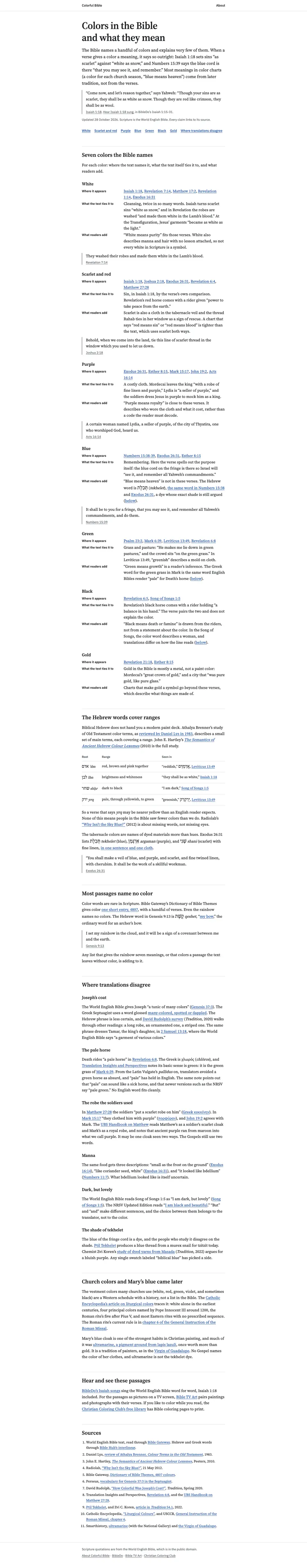 The full Colorful Bible home page, top to bottom