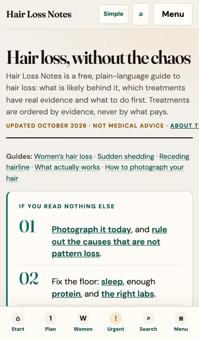 Hair Loss Notes on a phone