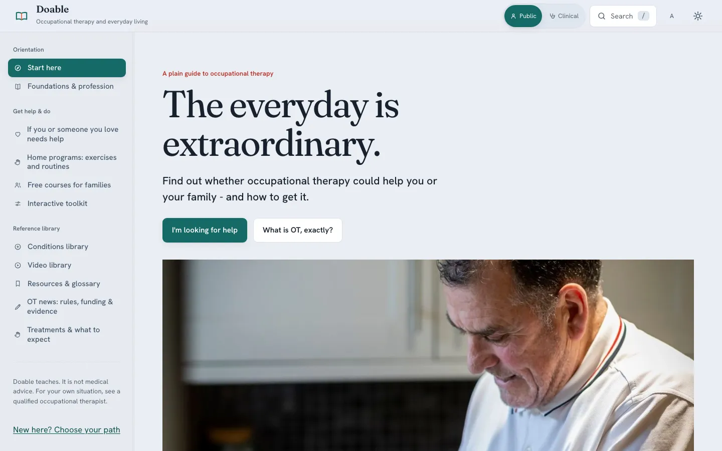 Doable home page on a desktop screen