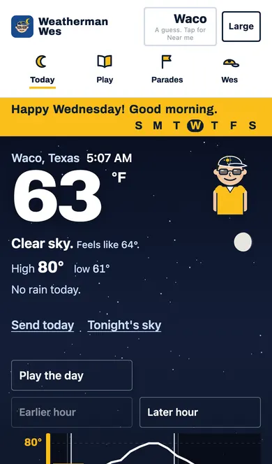 Weatherman Wes on a phone
