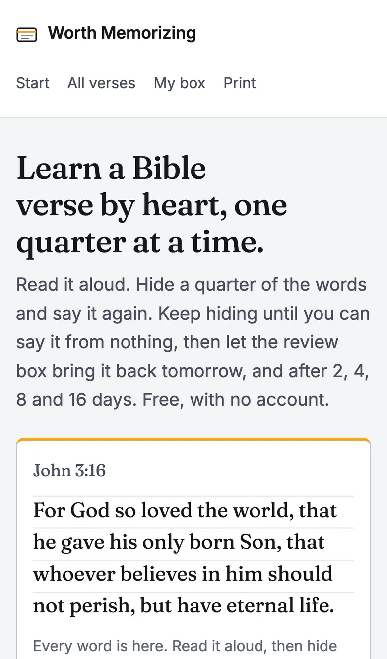 Worth Memorizing on a phone